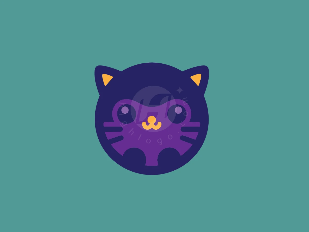 Minimalist Cute Purple Cat Head Logo Mascot - Animal Logo design by Jozef Studio for sale on Highlogo