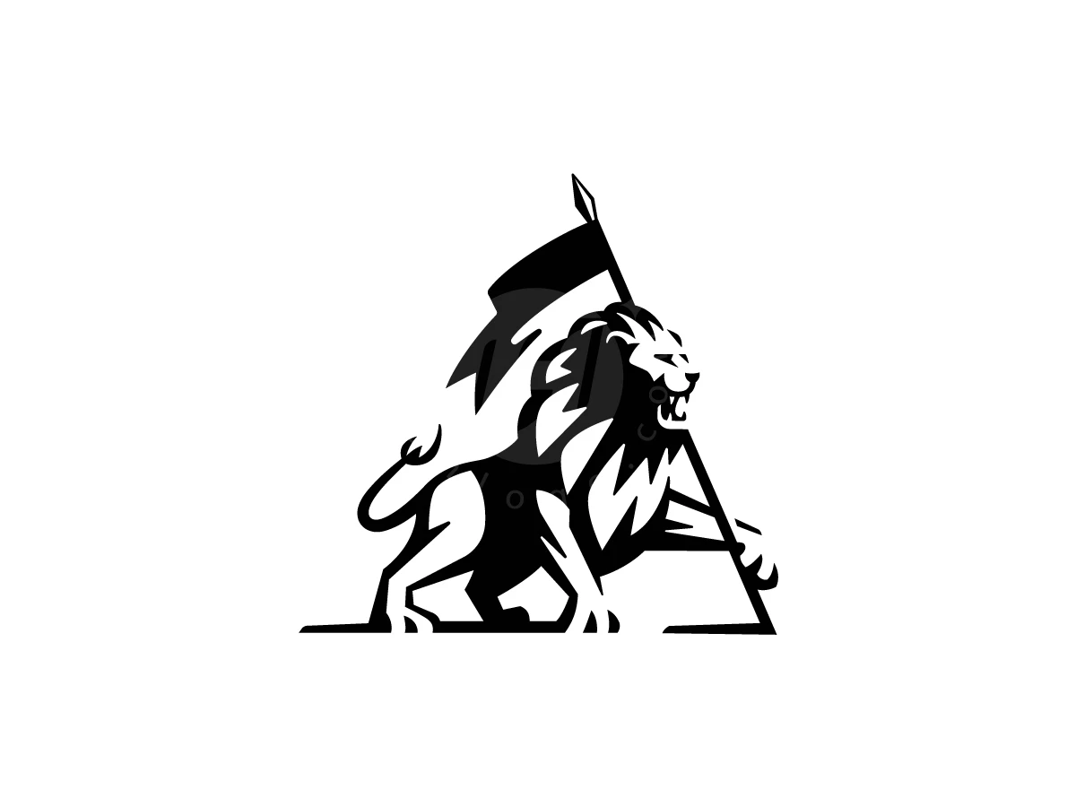 Lion Flag Logo - Negative space Logo design by NRLMSTF for sale on Highlogo