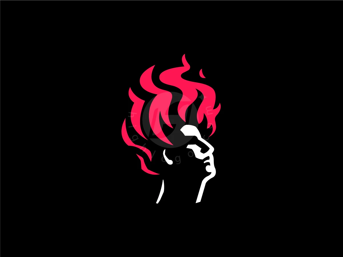 Flaming Hair Logo - Negative space Logo design by NRLMSTF for sale on Highlogo