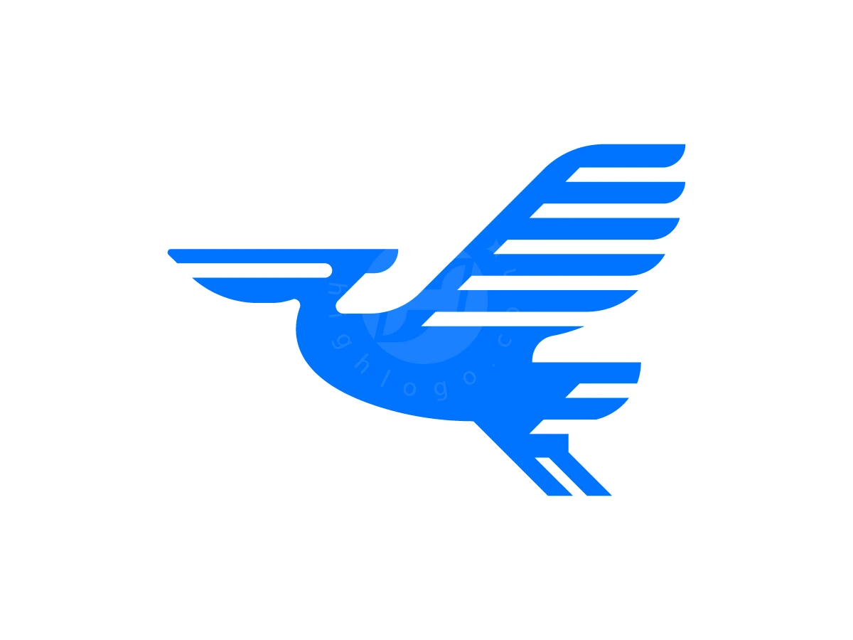 Stylized Pelican Flying Logo - Animal Logo design by RICO ZHAHRI for sale on Highlogo