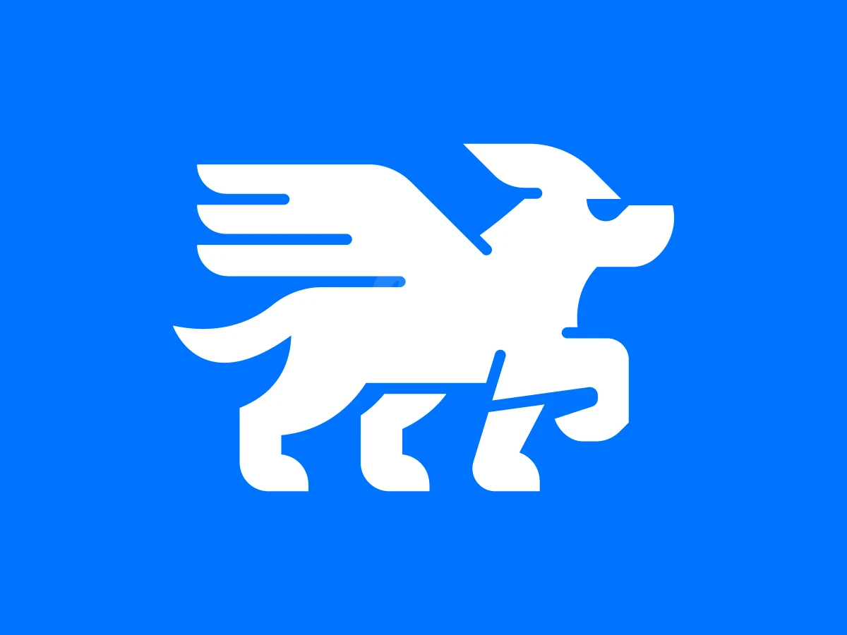Stylized Dog Wings Logo - Animal Logo design by RICO ZHAHRI for sale on Highlogo