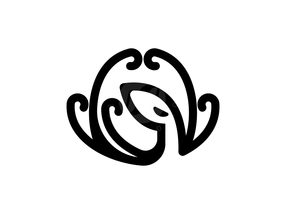 Minimal Octopus Line Art Logo, Against a white background, elegant black lines curve and swirl to form a symmetrical, abstract octopus-like design.