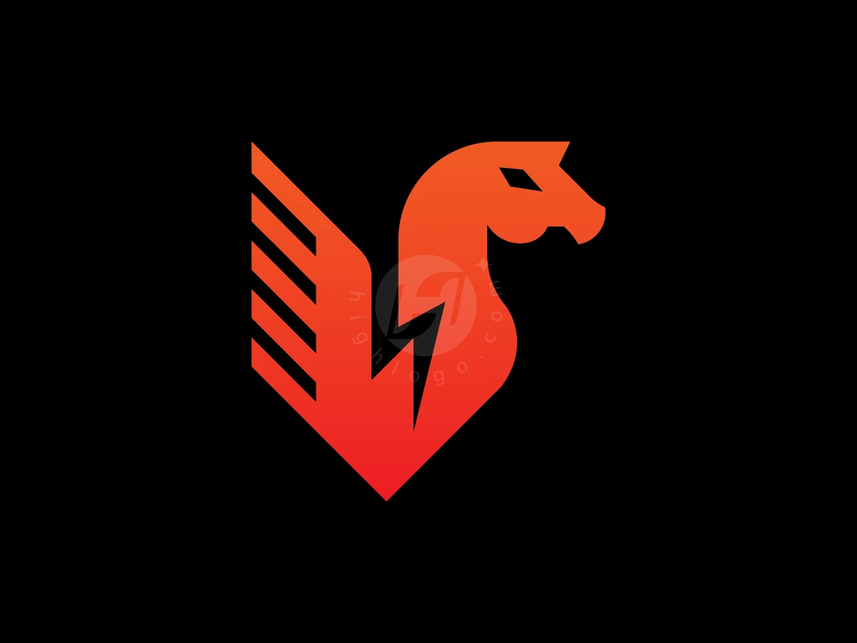 Thunder Bolt Pegasus Logo - Animal Logo design by RICO ZHAHRI for sale on Highlogo