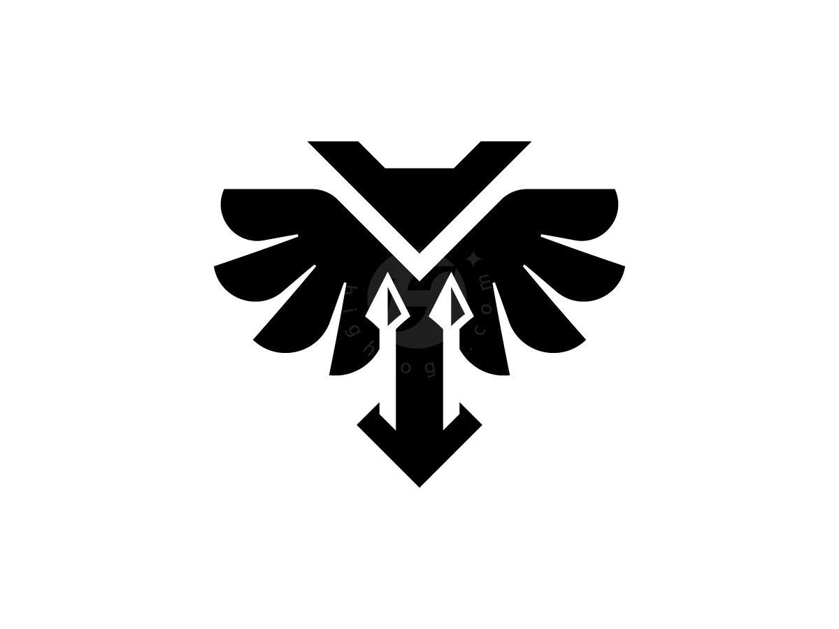 Minimal Owl Spear Mark Logo - Animal Logo design by RICO ZHAHRI for sale on Highlogo