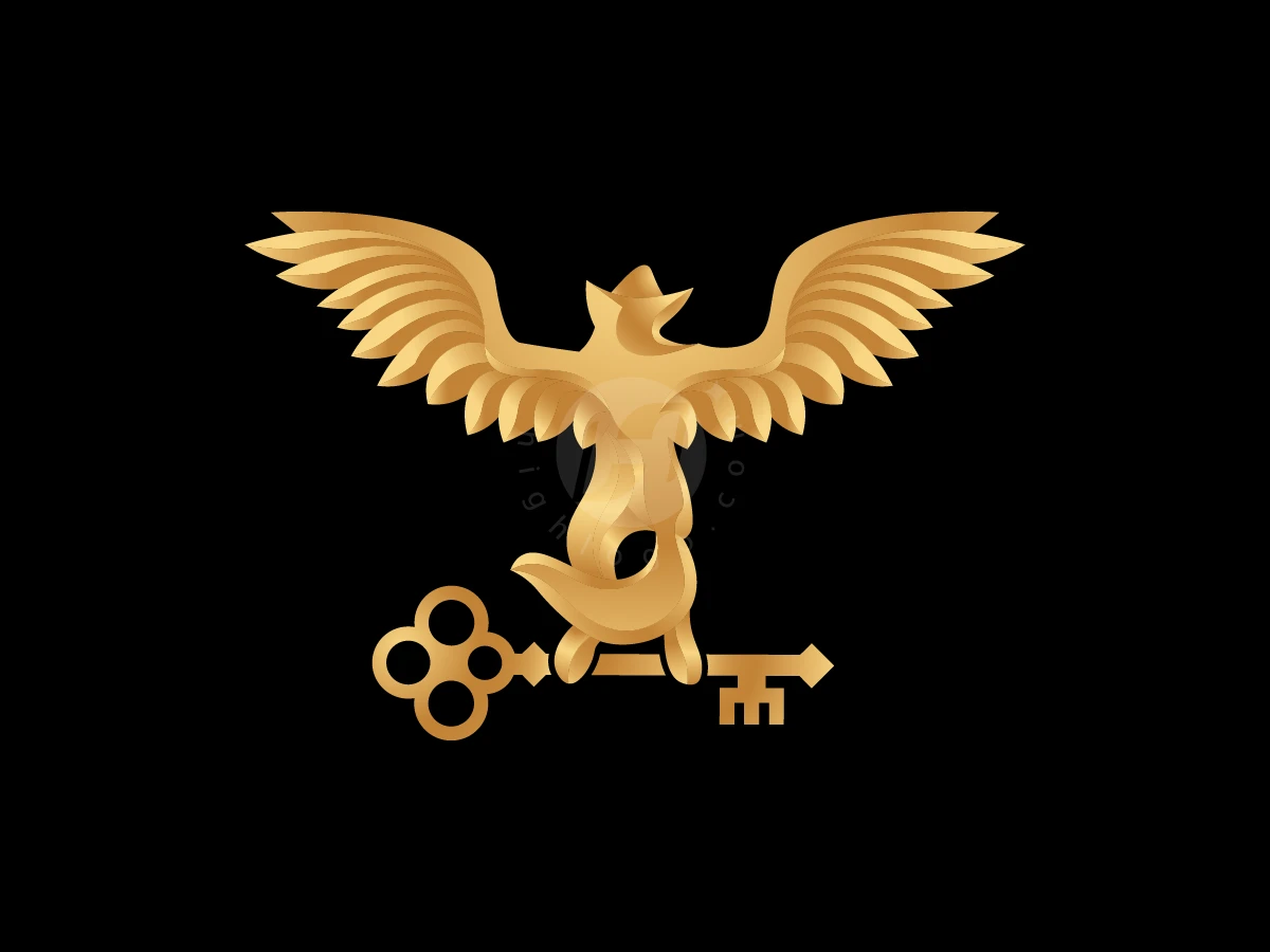 Golden Winged Fox Key Logo - Real Estate Logo design by M zahid for sale on Highlogo
