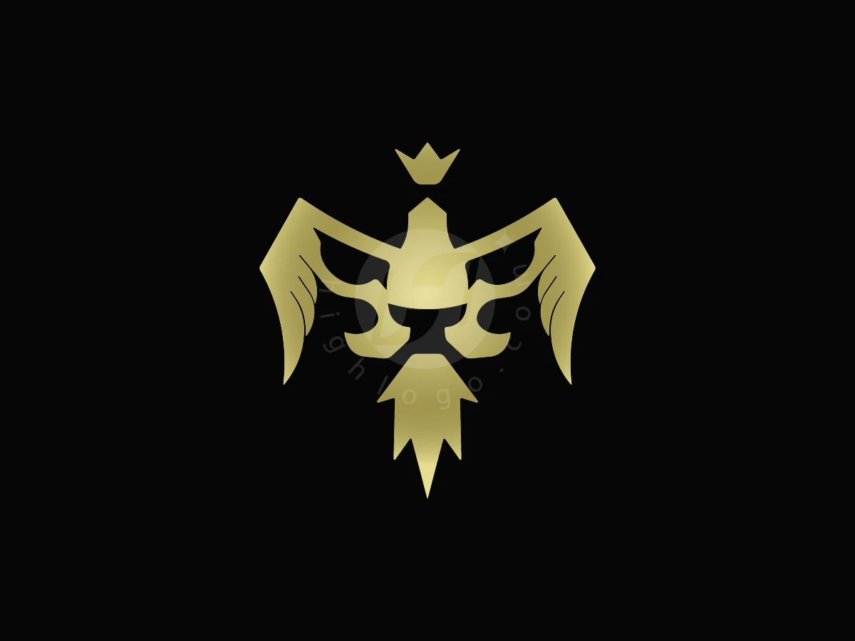 Luxury Lion Bird Crown Logo - Negative space Logo design by M zahid for sale on Highlogo