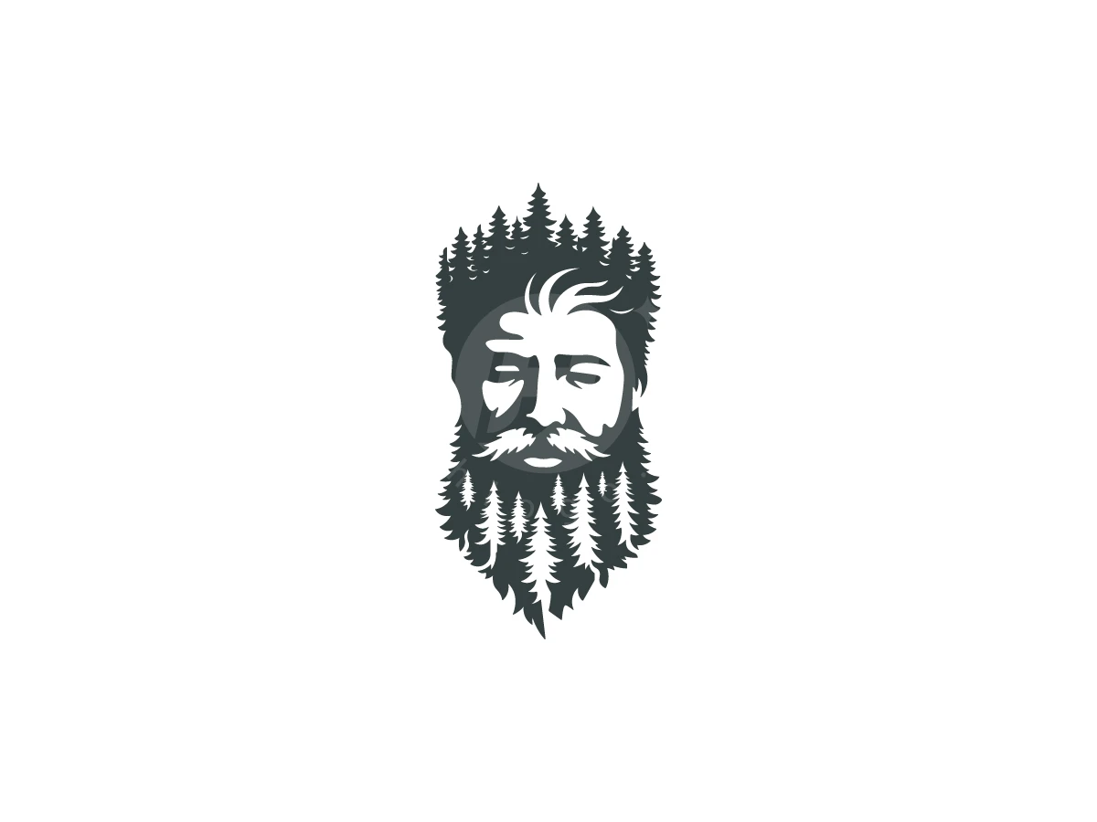 Natural Beard Man Forest Logo - Negative space Logo design by M zahid for sale on Highlogo