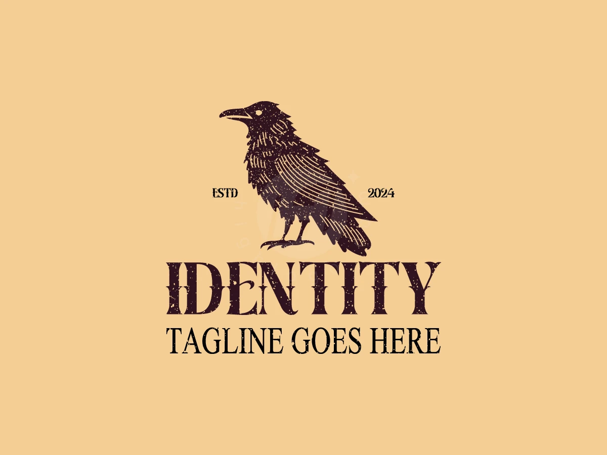 Stylish Vintage Crow Bird Logo. - preview 1