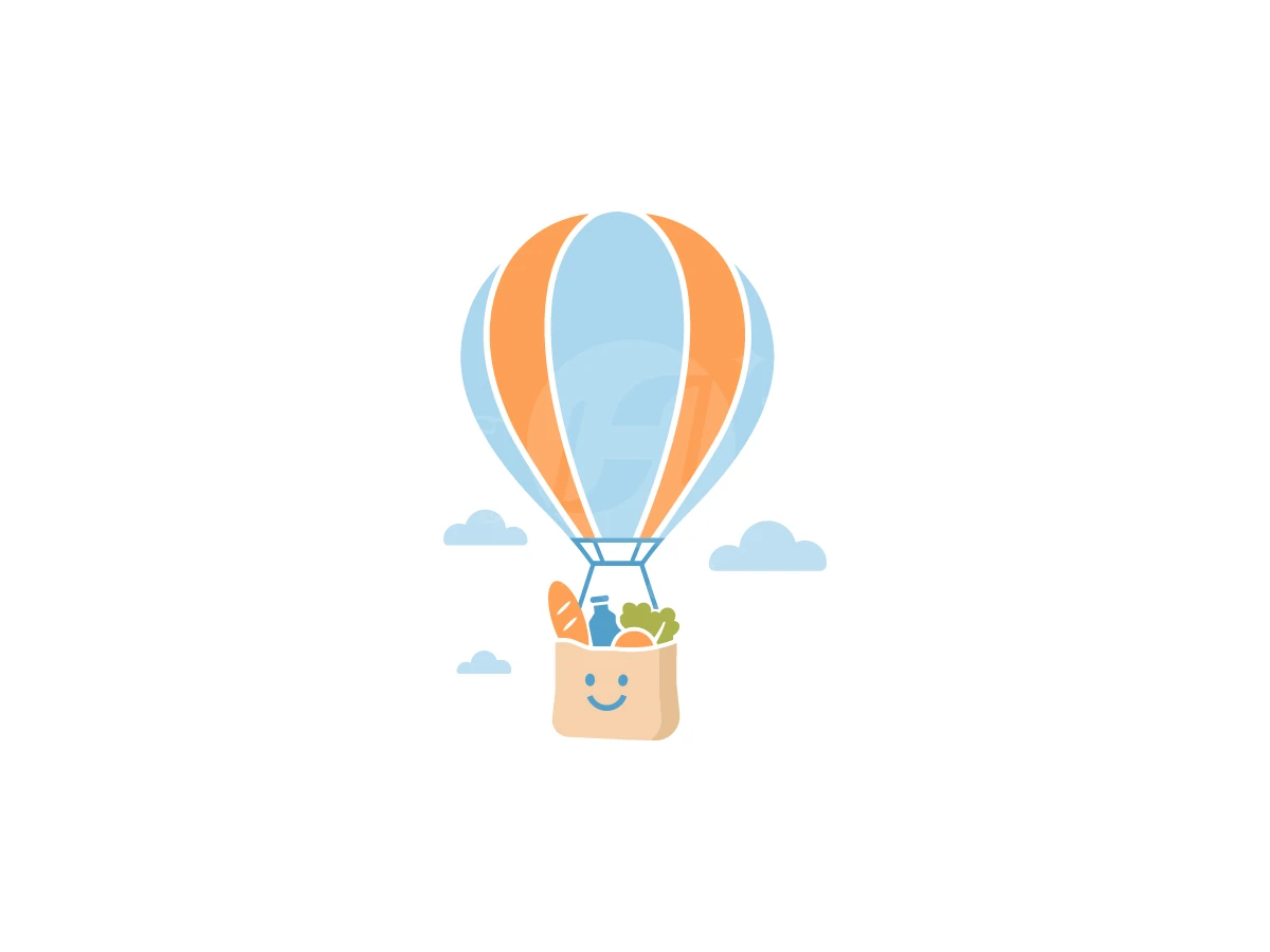 Hot Air Grocery Balloon Logo - Food Logo design by M zahid for sale on Highlogo
