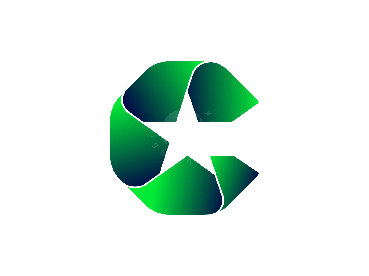 Letter C Green Star Logo - Abstract Logo design by M zahid for sale on Highlogo