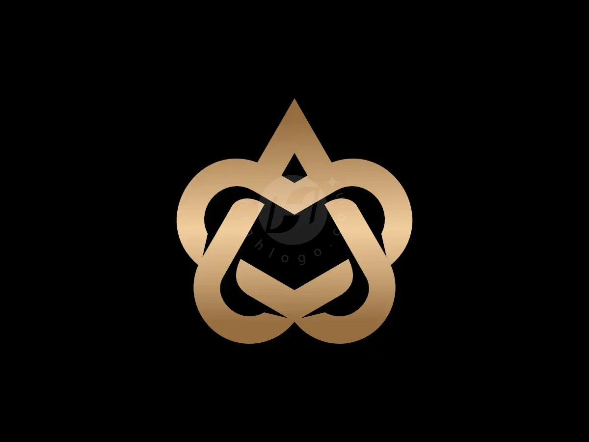 Letter A Star Love Gold Line Monogram Logo - Media Logo design by Proffartline for sale on Highlogo