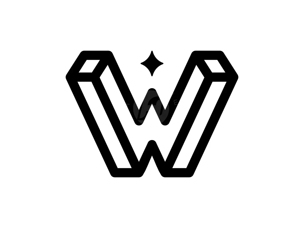 Letter W Star Geometric Strong Line Logo - Financial Logo design by Proffartline for sale on Highlogo