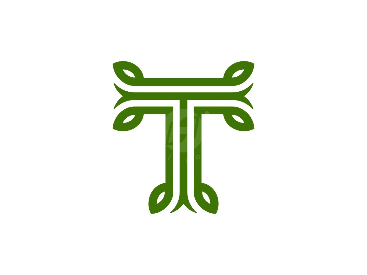 Letter T Leaf Nature Greenline Monogram Logo - Health Logo design by Proffartline for sale on Highlogo