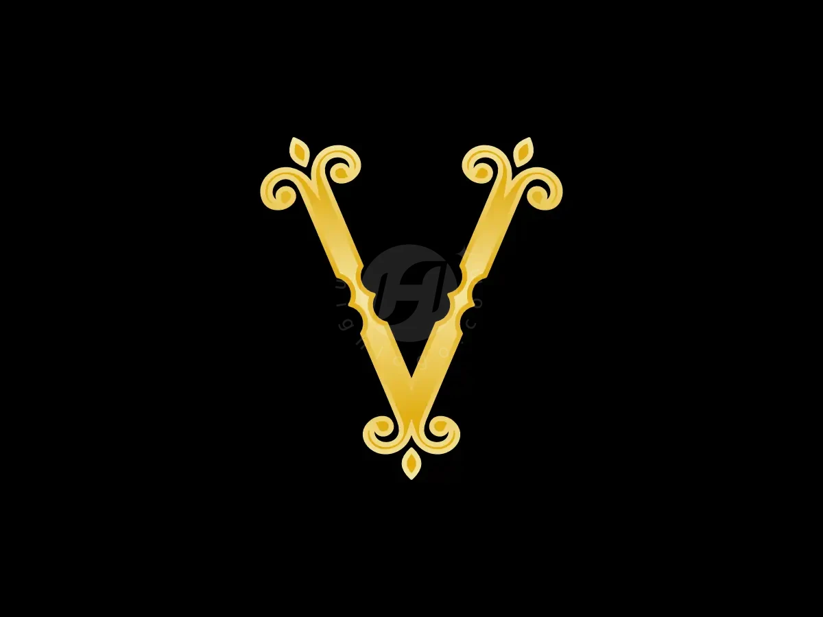 Letter V Flower Decorative Golden Line Logo - Real Estate Logo design by Proffartline for sale on Highlogo