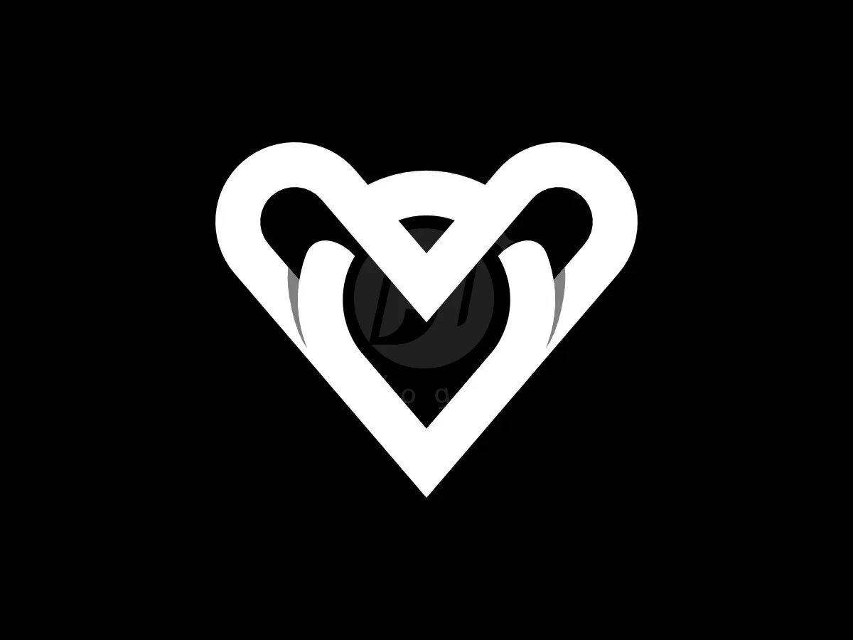White strokes create a letter V map location pin monogram logo against a solid black background.