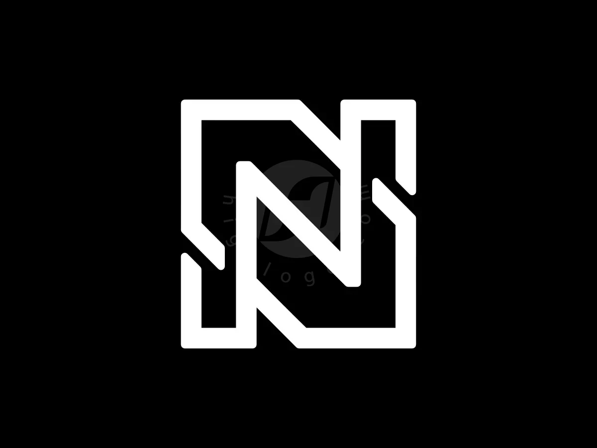Interlocking white geometric lines form a ZN monogram logo centered on a solid black background.