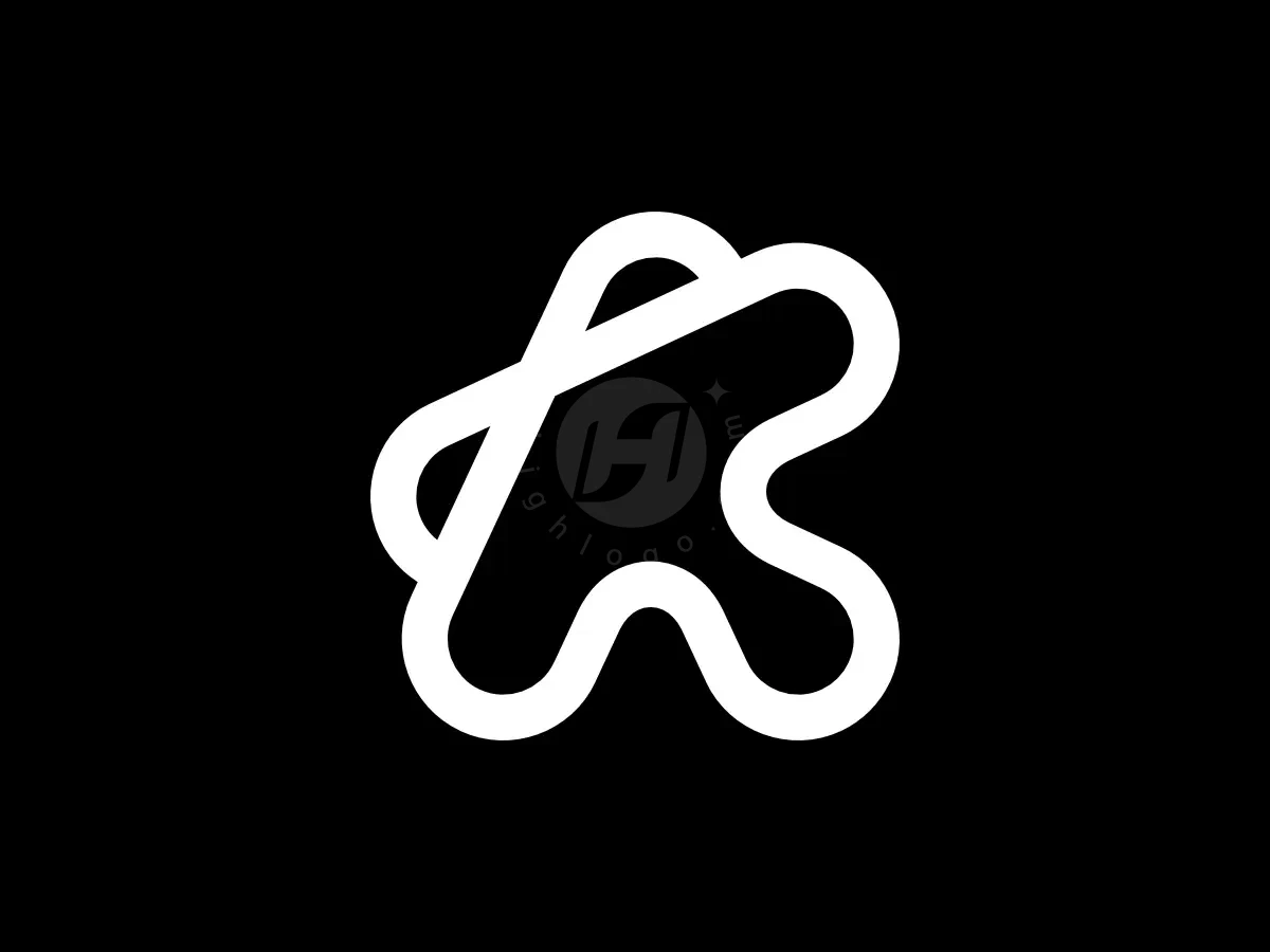 Letter K Star Dance Dynamic Line Monogram Logo - Media Logo design by Proffartline for sale on Highlogo