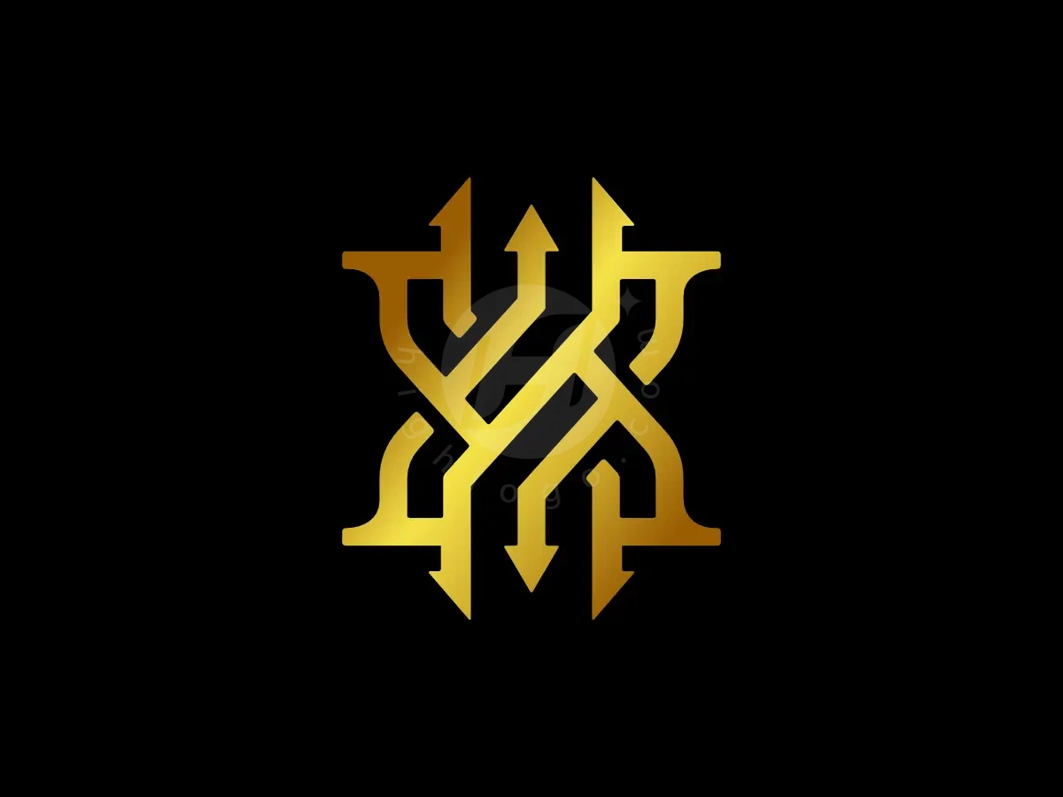 Letter XS Initial SX Trident Gold Line Monogram Logo - Sports Logo design by Proffartline for sale on Highlogo