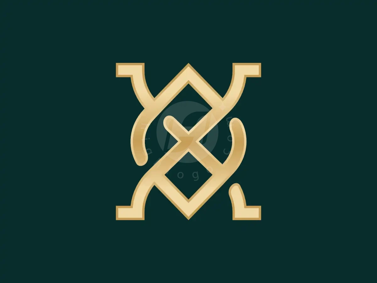 Letter X Leaf Nature Gold Line Monogram Logo - Health Logo design by Proffartline for sale on Highlogo