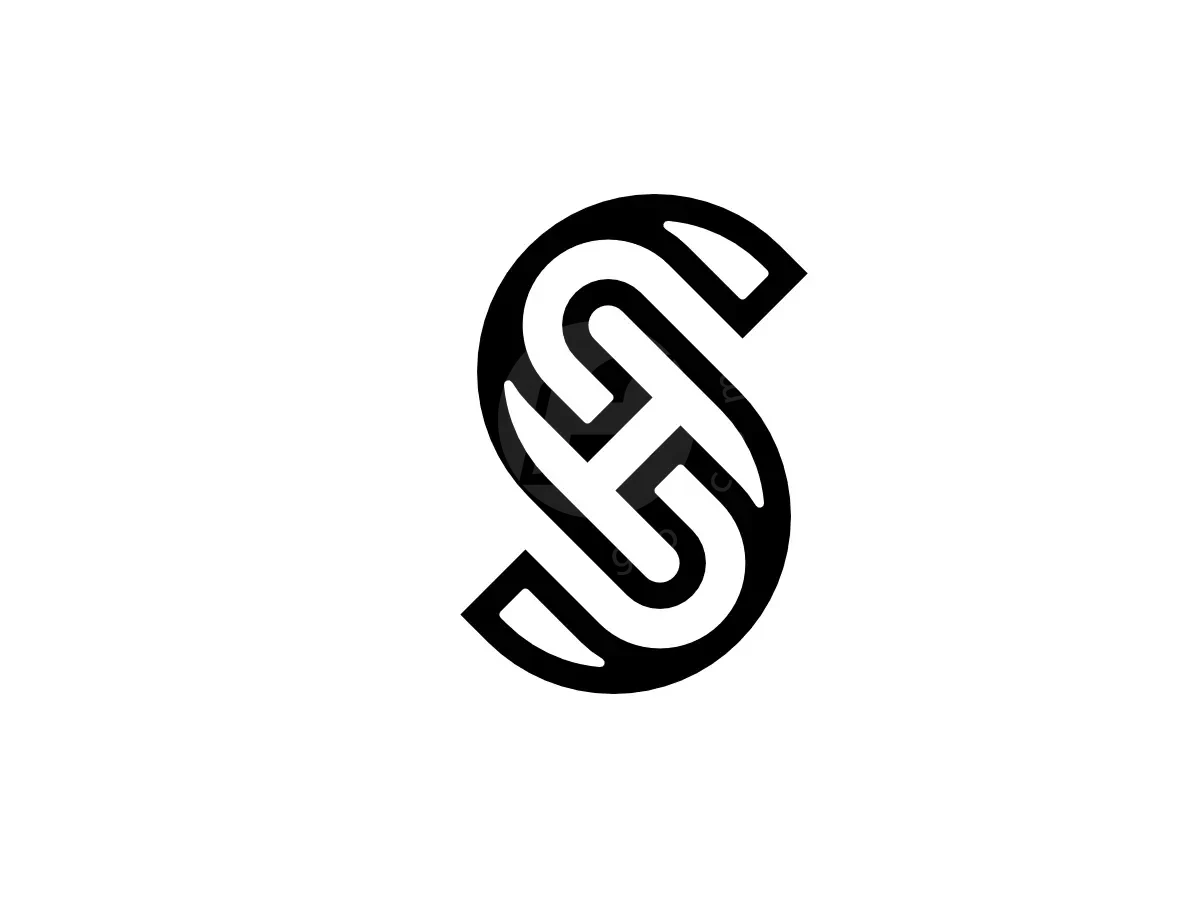 Letter SH Initial HS Monoline Monogram Logo - Media Logo design by Proffartline for sale on Highlogo
