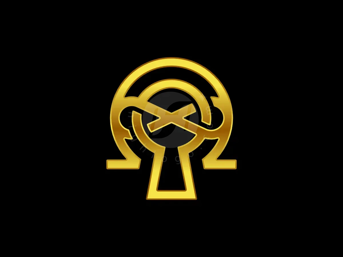 Omega Infinity Keyhole Gold Line Identity Logo - Real Estate Logo design by Proffartline for sale on Highlogo
