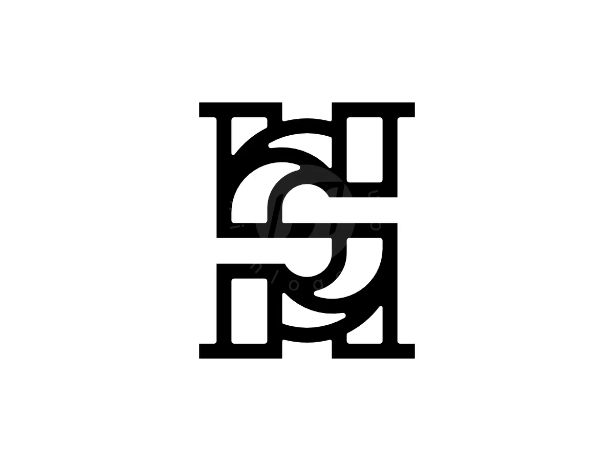 Letter SH Initial HS Geometric Line Lettermark Logo - Media Logo design by Proffartline for sale on Highlogo
