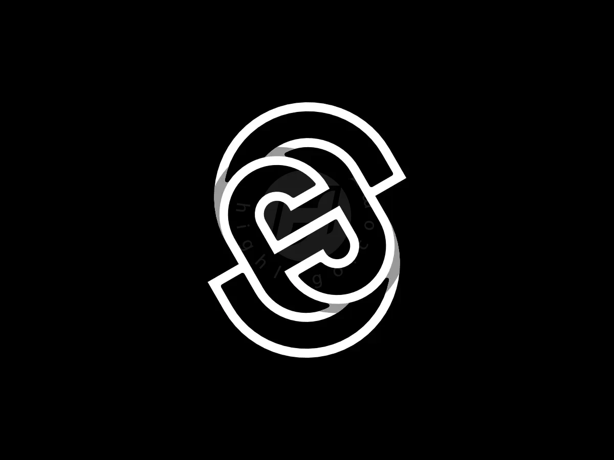 Letter SS Double S Impossible Line Monogram Logo, Interlocking white outlined letter S shapes with subtle shadows form a monogram against a solid black background.
