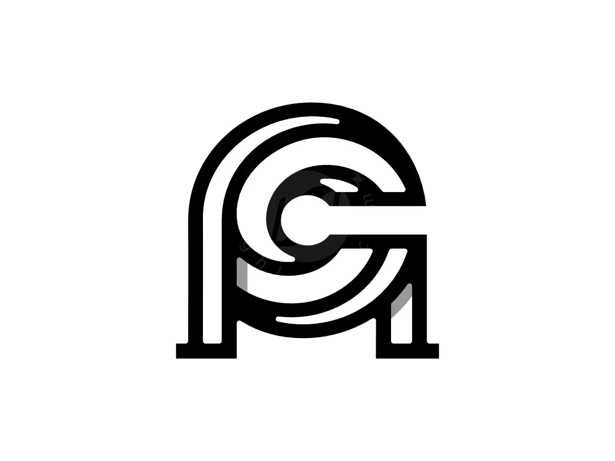 Letter AC Initial CA Dynamic Line Monogram Logo, Interlocking bold black outlines create a stylized letter A monogram featuring circular, overlapping curves on a white background.