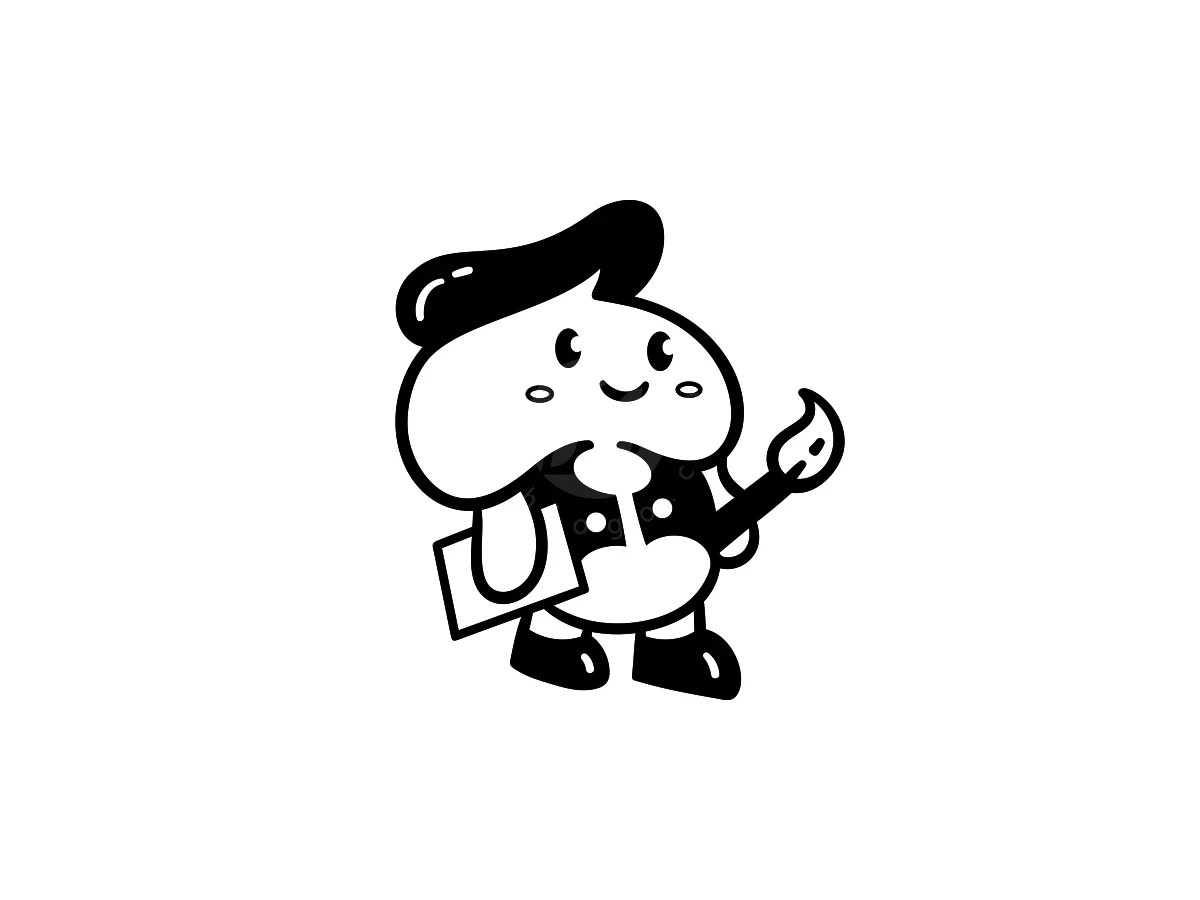 Cartoon Mascot Painter Logo - Logo Logo design by ProffAlice for sale on Highlogo
