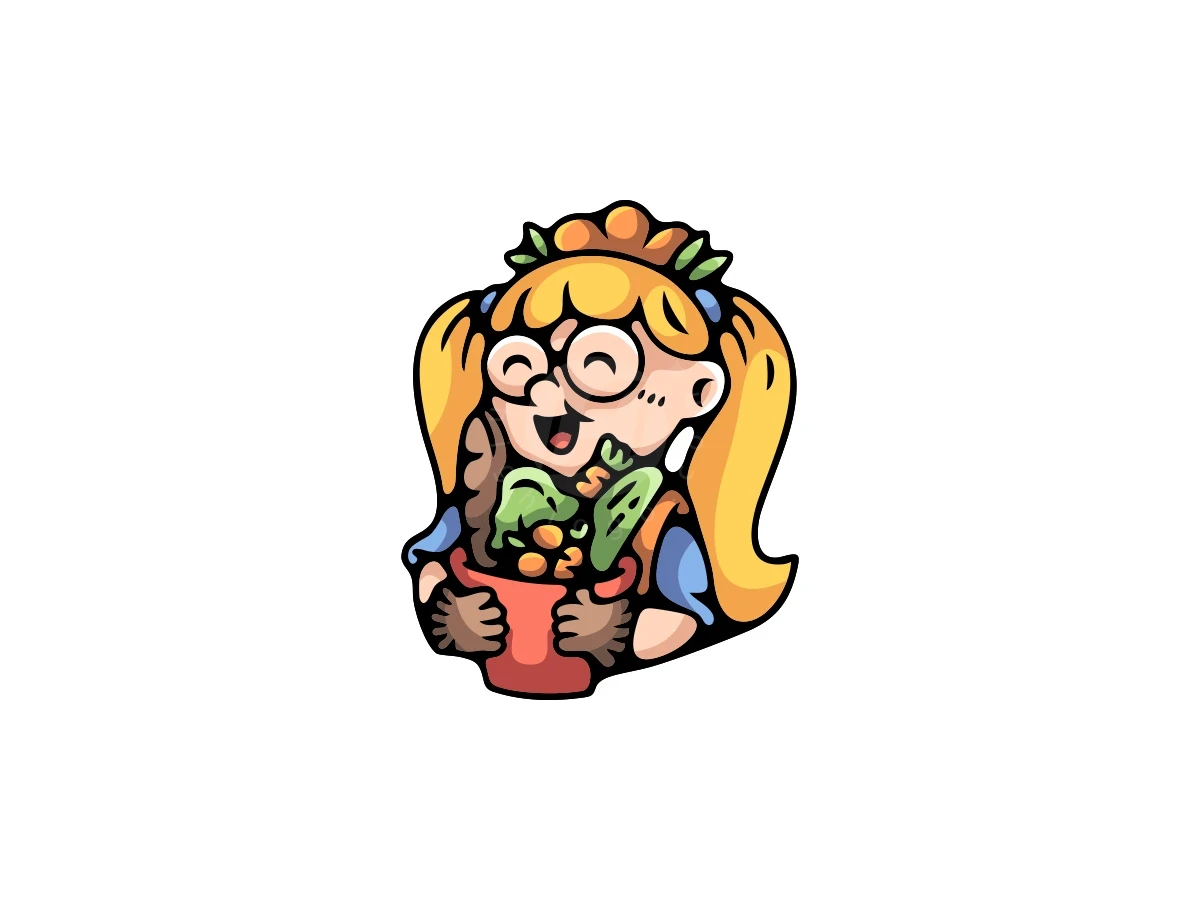 Cute Vegetable Girl Logo - Food Logo design by ProffAlice for sale on Highlogo
