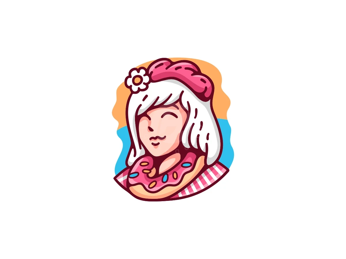Aloha Donut Woman Logo - Food Logo design by ProffAlice for sale on Highlogo