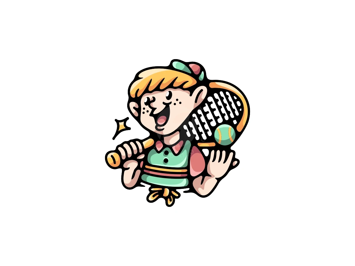 Tennis Cartoon Mascot Logo - Sports Logo design by ProffAlice for sale on Highlogo