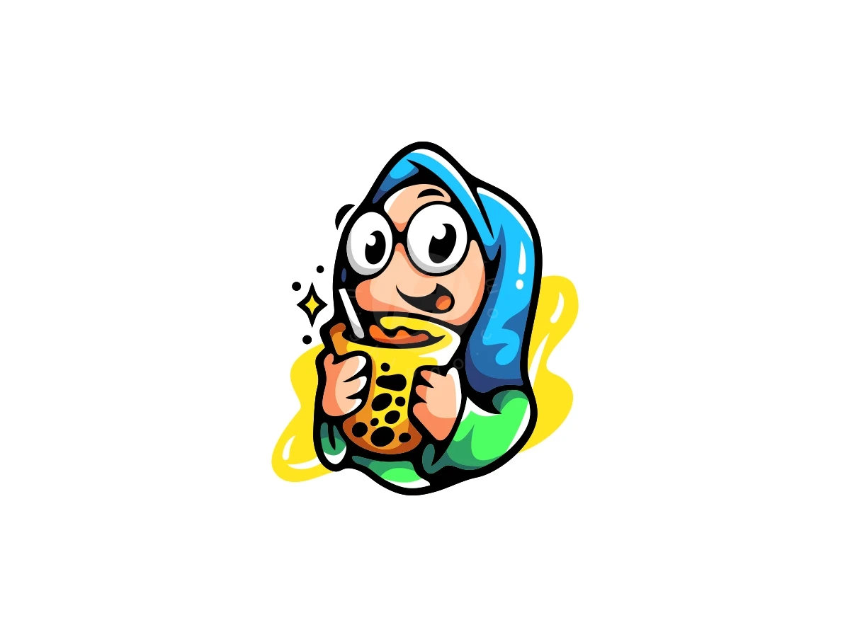 Cute Hijab Drink Girl Logo - Food Logo design by ProffAlice for sale on Highlogo