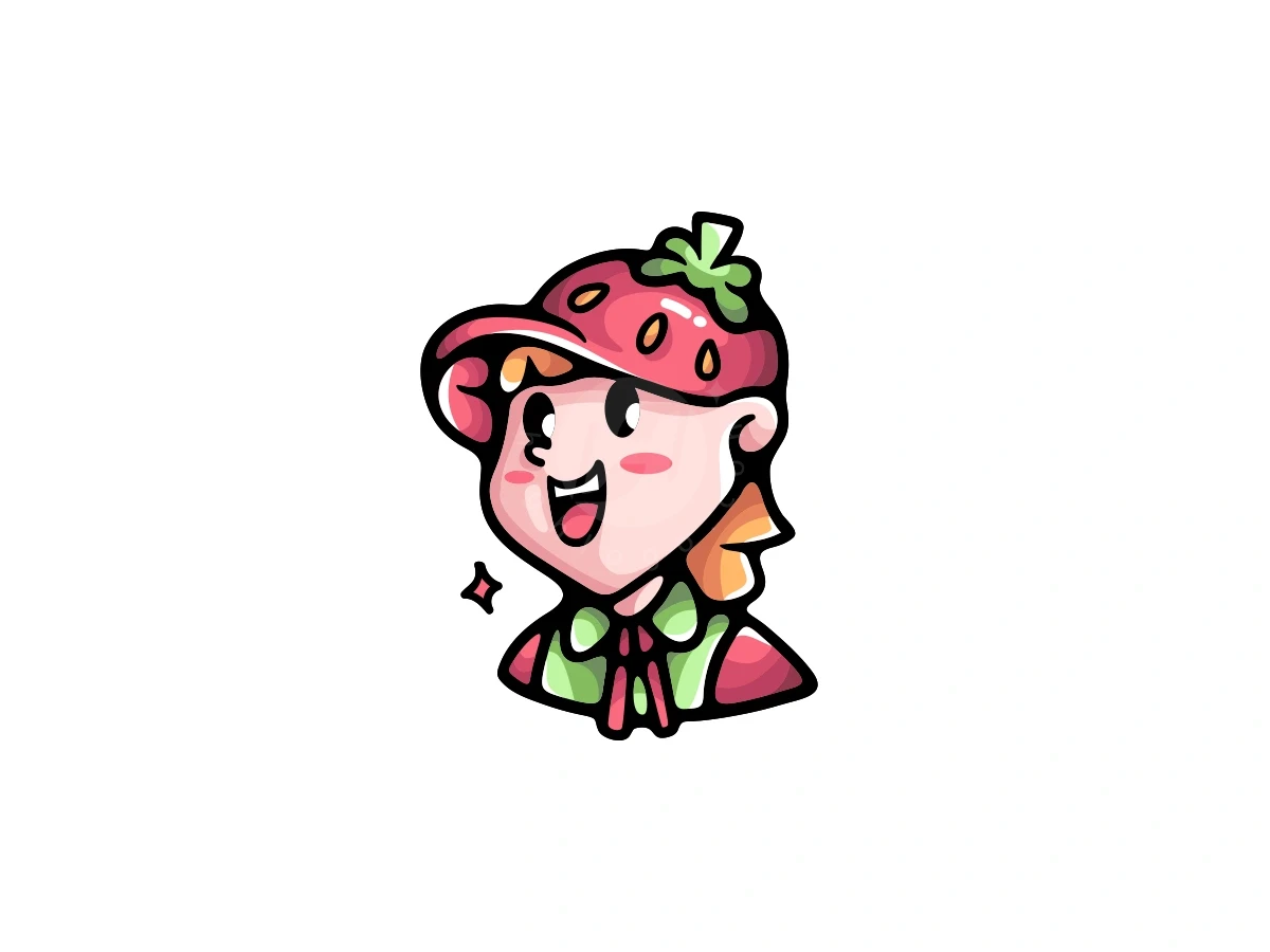 Strawberry Hat Kids Logo - Food Logo design by ProffAlice for sale on Highlogo