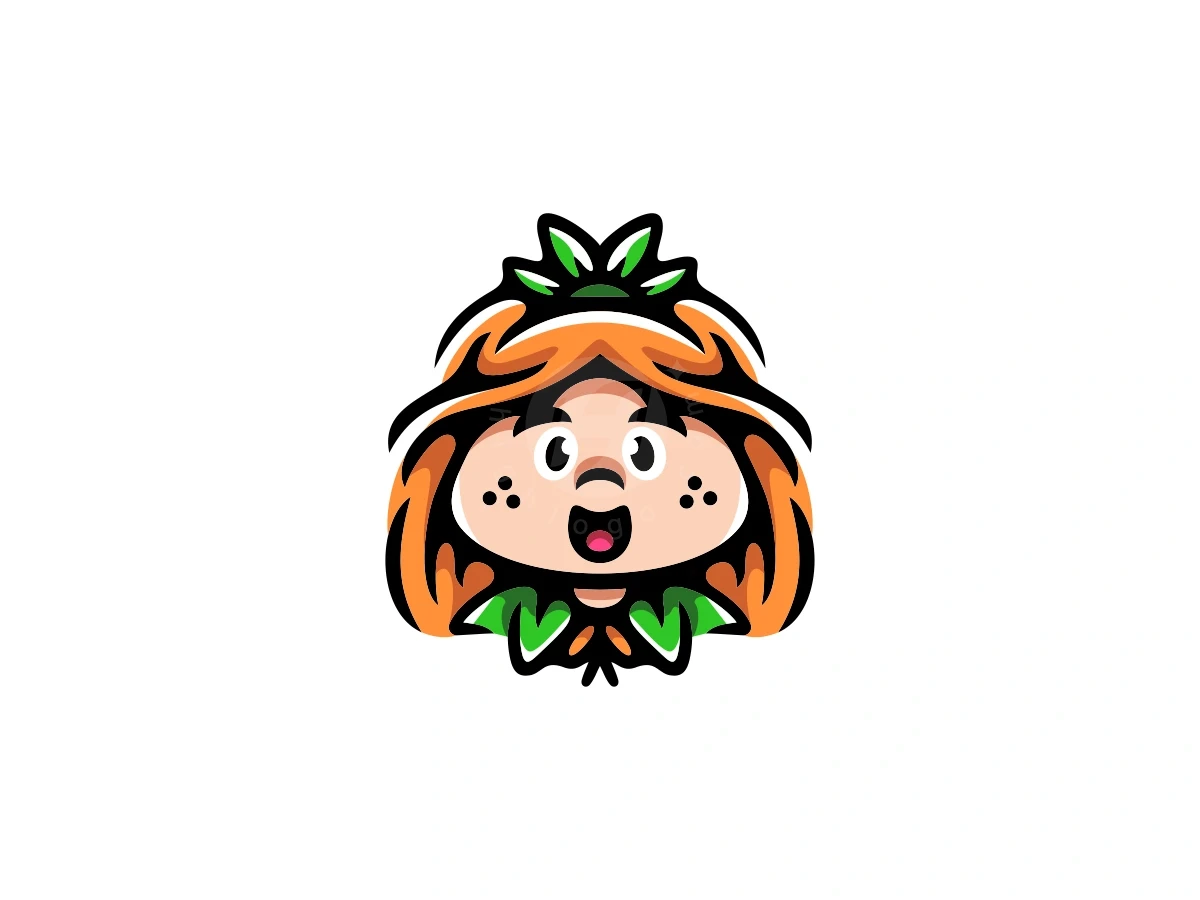 Cute Orange Leaf Girl Logo - Gaming Logo design by ProffAlice for sale on Highlogo