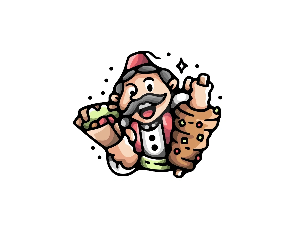 Kebab Man Mascot Logo - Food Logo design by ProffAlice for sale on Highlogo