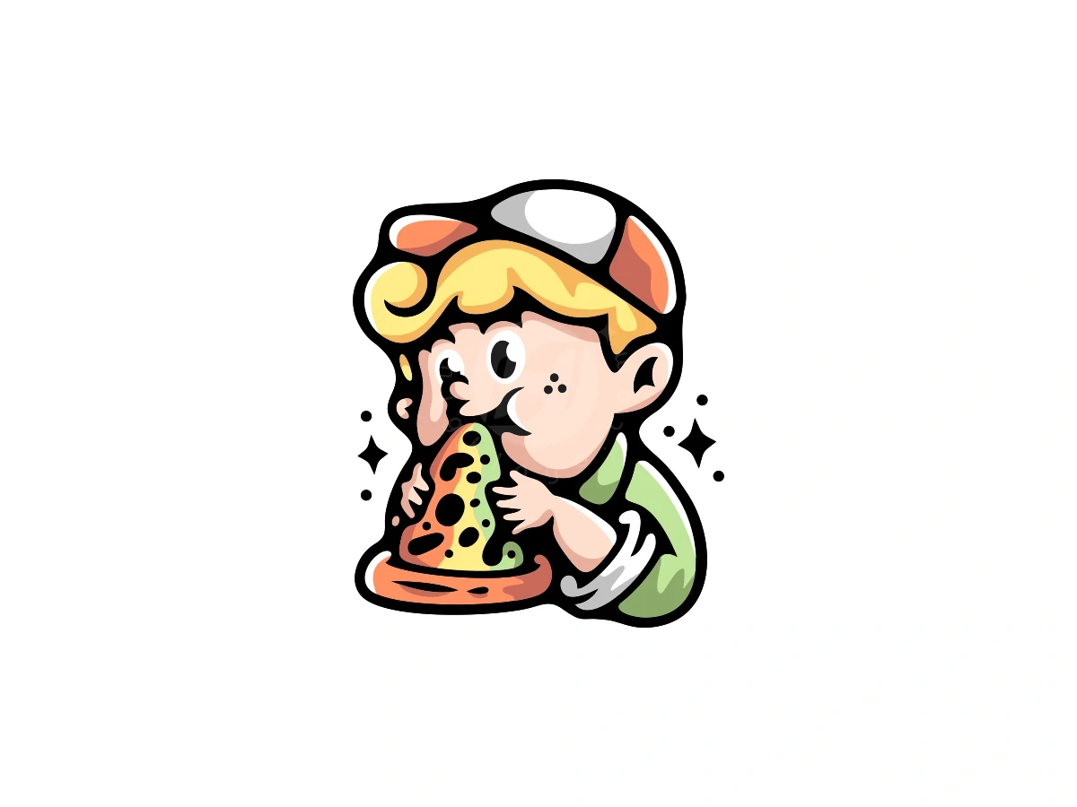 Cute Employee Mascot Pizza Logo - Food Logo design by ProffAlice for sale on Highlogo