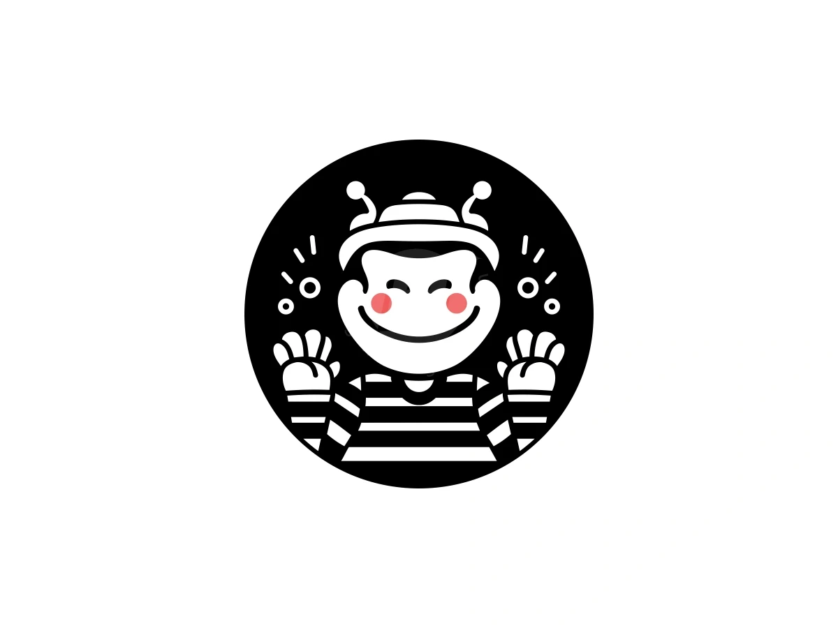 Pantomime Monochromatic Mascot Logo - Gaming Logo design by ProffAlice for sale on Highlogo