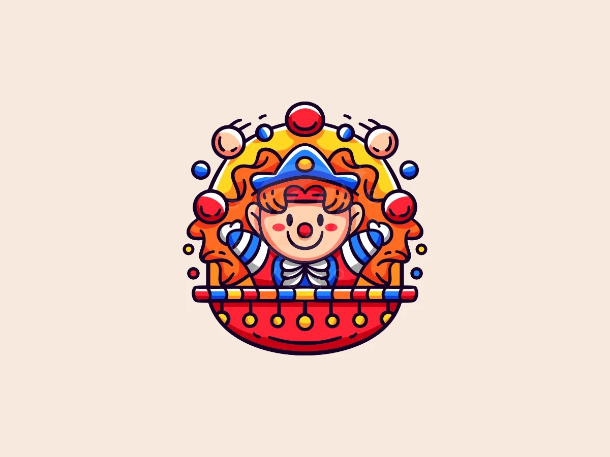 Fun Circus Mascot Logo - Media Logo design by ProffAlice for sale on Highlogo