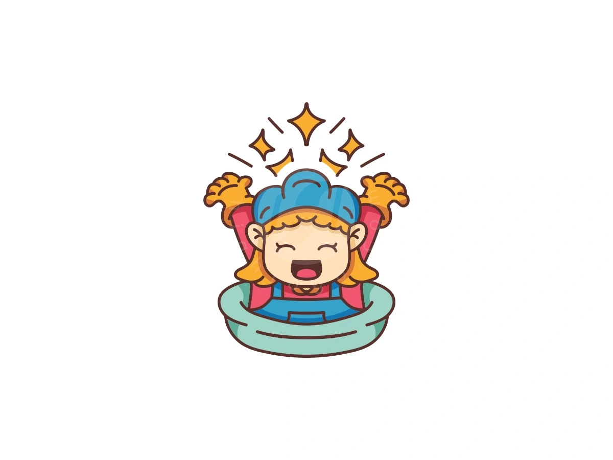 Cheerful Cleaning Girl Logo - Organizations Logo design by ProffAlice for sale on Highlogo