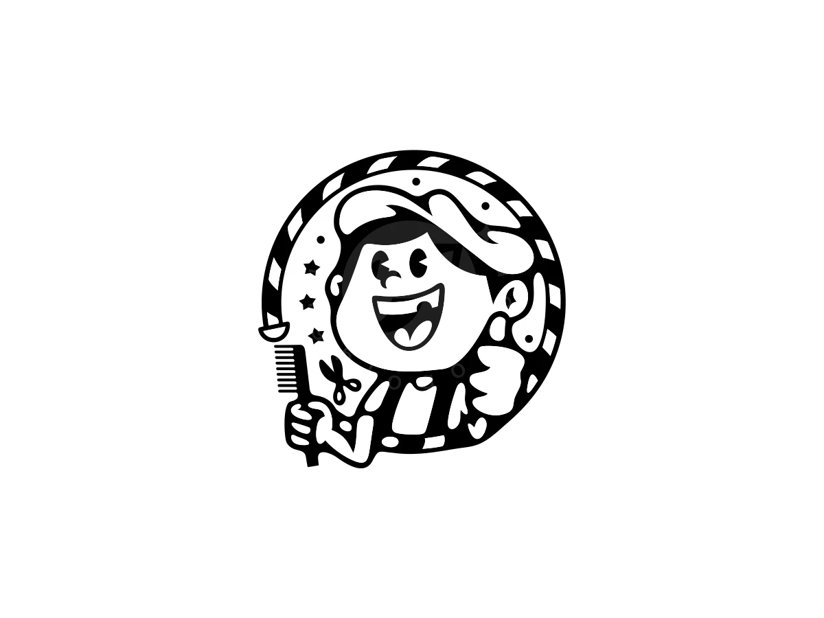 Cute Childrens Haircut Character Logo - Fashion Logo design by ProffAlice for sale on Highlogo
