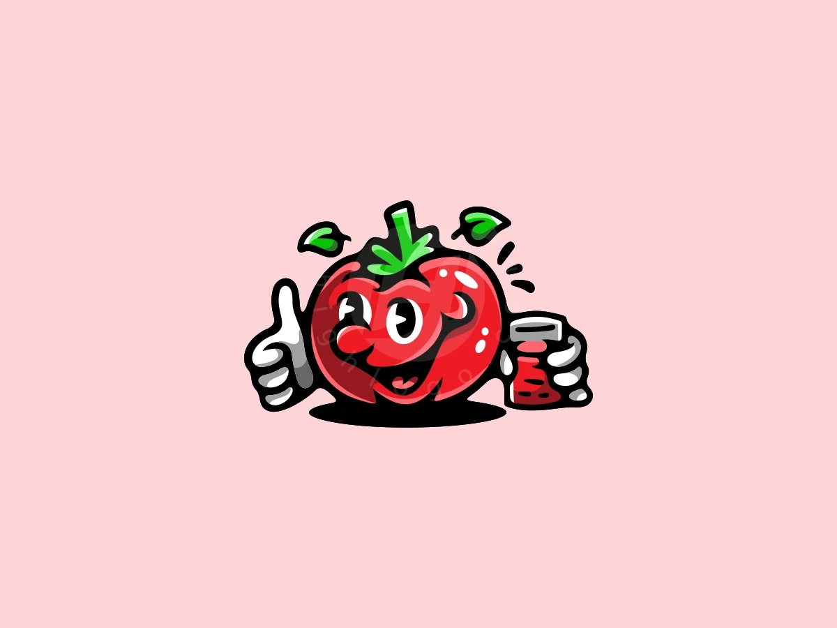 Tomato Drink Mascot Fruit Logo - Food Logo design by ProffAlice for sale on Highlogo