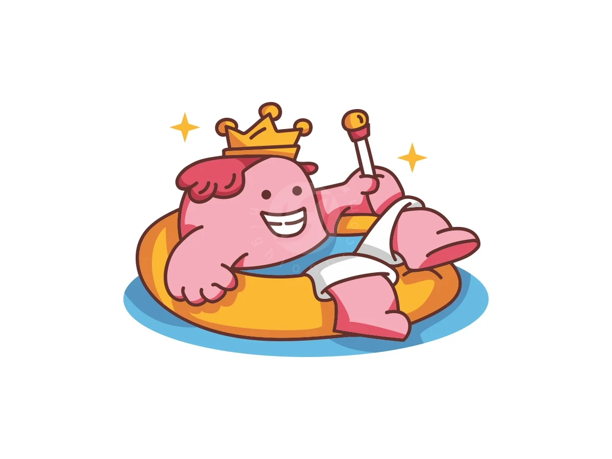 Cute Swimming King Logo - Media Logo design by ProffAlice for sale on Highlogo