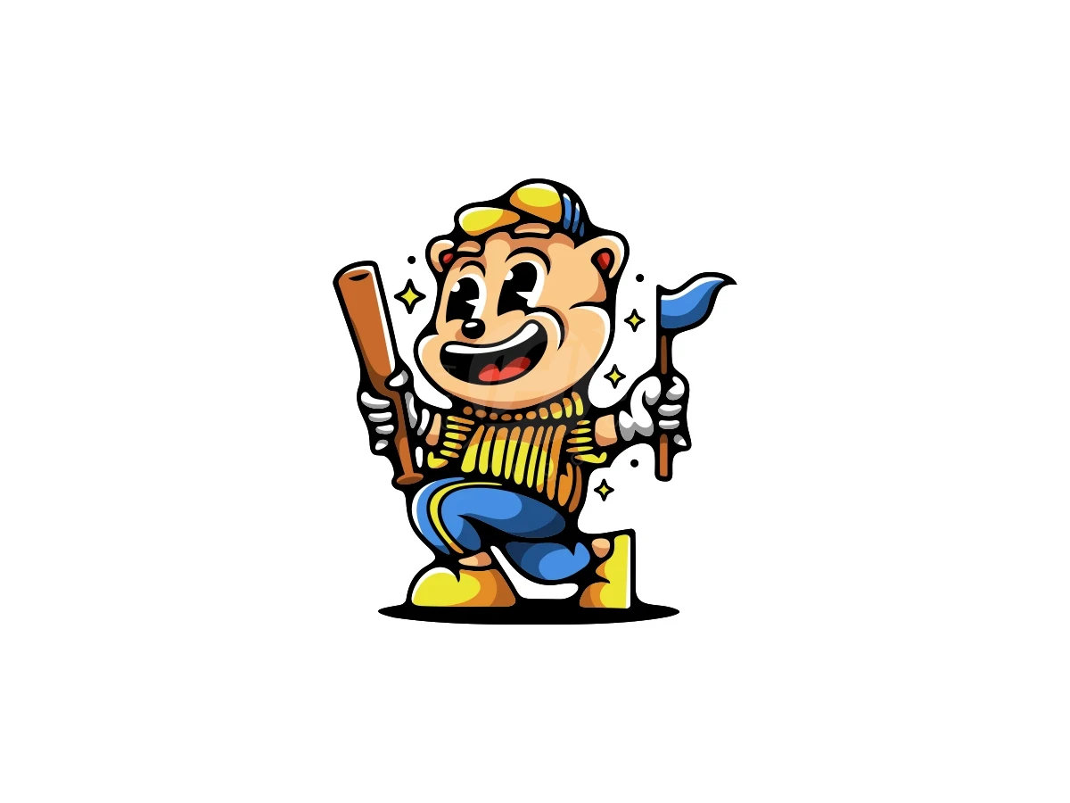 Cute Mascot Baseball Flag Logo - Sports Logo design by ProffAlice for sale on Highlogo