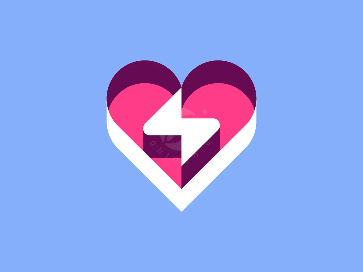 Geometric Electric Love Heart Logo - 3D Logo design by Januzich for sale on Highlogo