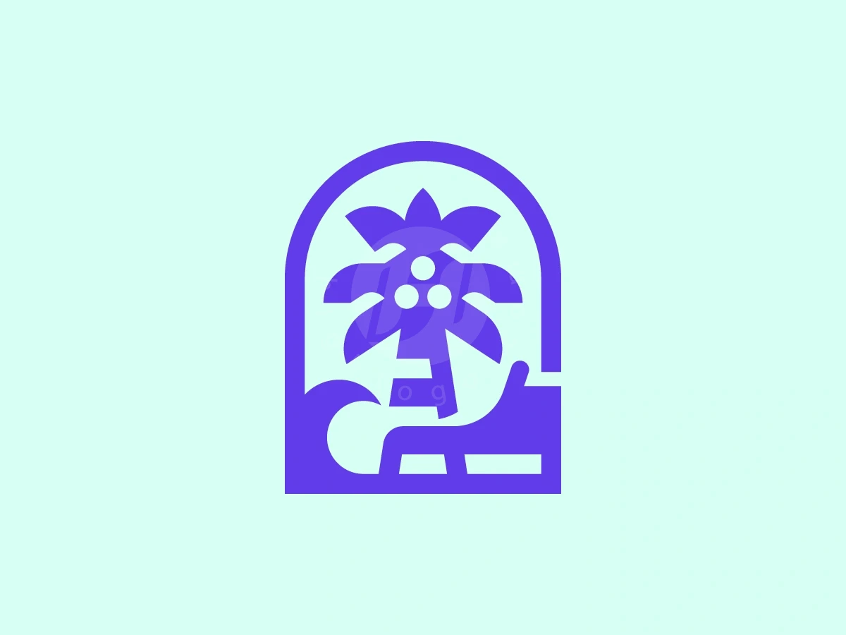 Window Beach Coconut Tree Logo - Travel Logo design by Januzich for sale on Highlogo