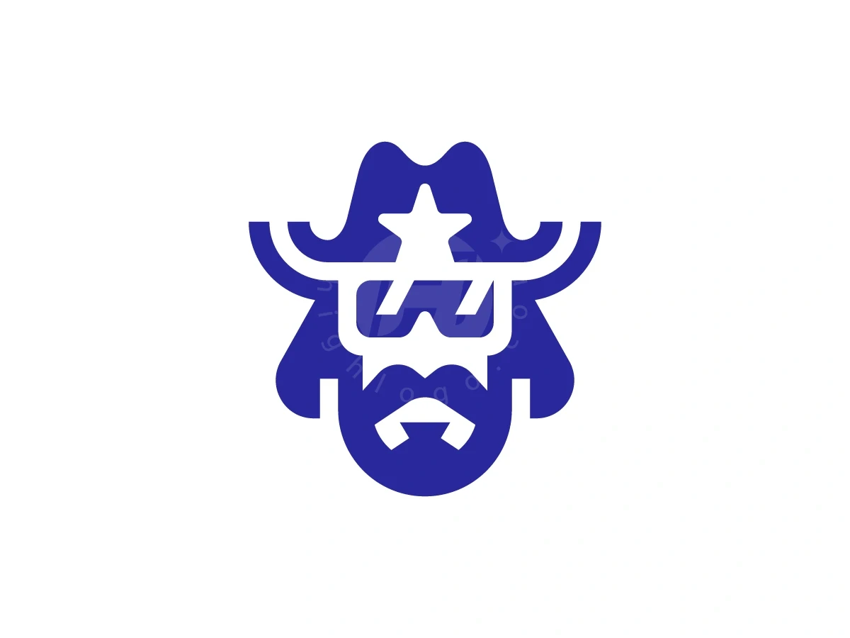 Beard Glasses Sheriff Barbershop Logo - Fashion Logo design by Januzich for sale on Highlogo