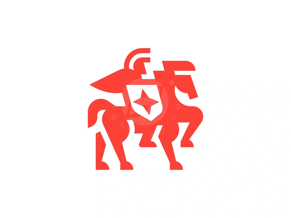Horse Knight Star Shield Logo - Animal Logo design by Januzich for sale on Highlogo