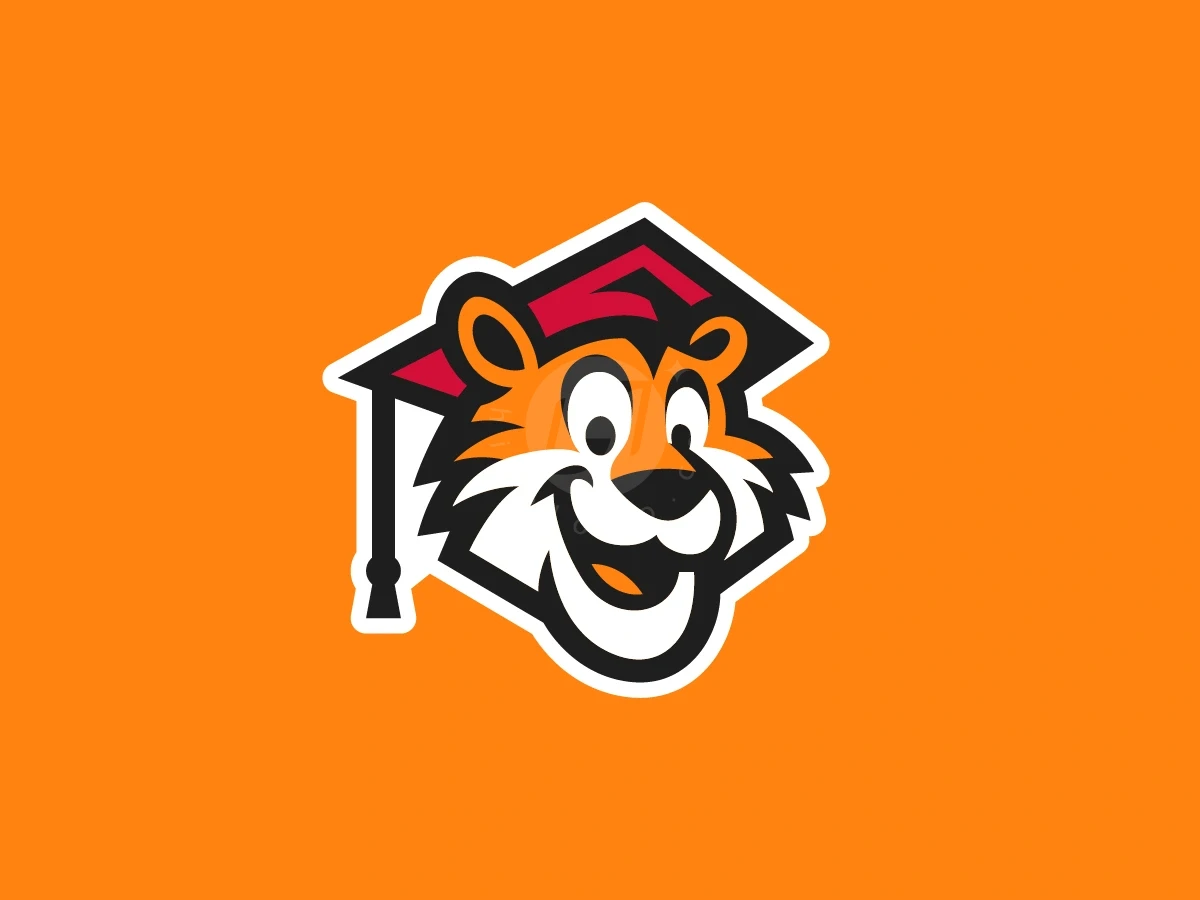 Tiger Graduation Mascot Logo - Animal Logo design by Januzich for sale on Highlogo
