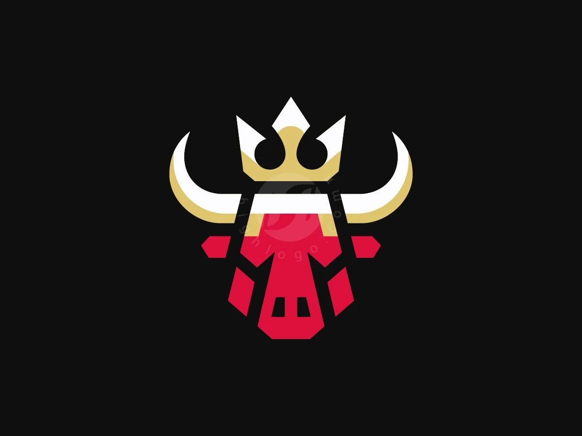 Geometric Bull King Head Logo - Animal Logo design by Januzich for sale on Highlogo
